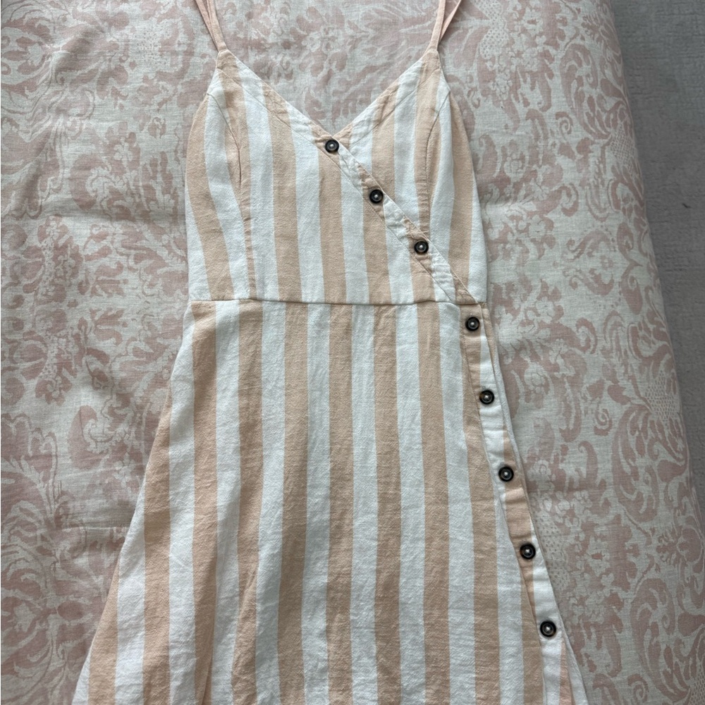 Hollister Beige and White Striped Dress